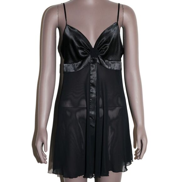 Victorias Secret Satin Sheer Slip Dress Teddy Lingerie Size Medium - Picture 1 of 4